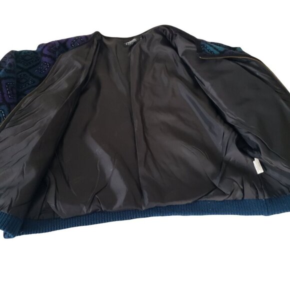 Vtg Y2K Icelandic Design Women's Wool Diamond Pattern Zip-Up Cardigan Jacket LG - Picture 11 of 16